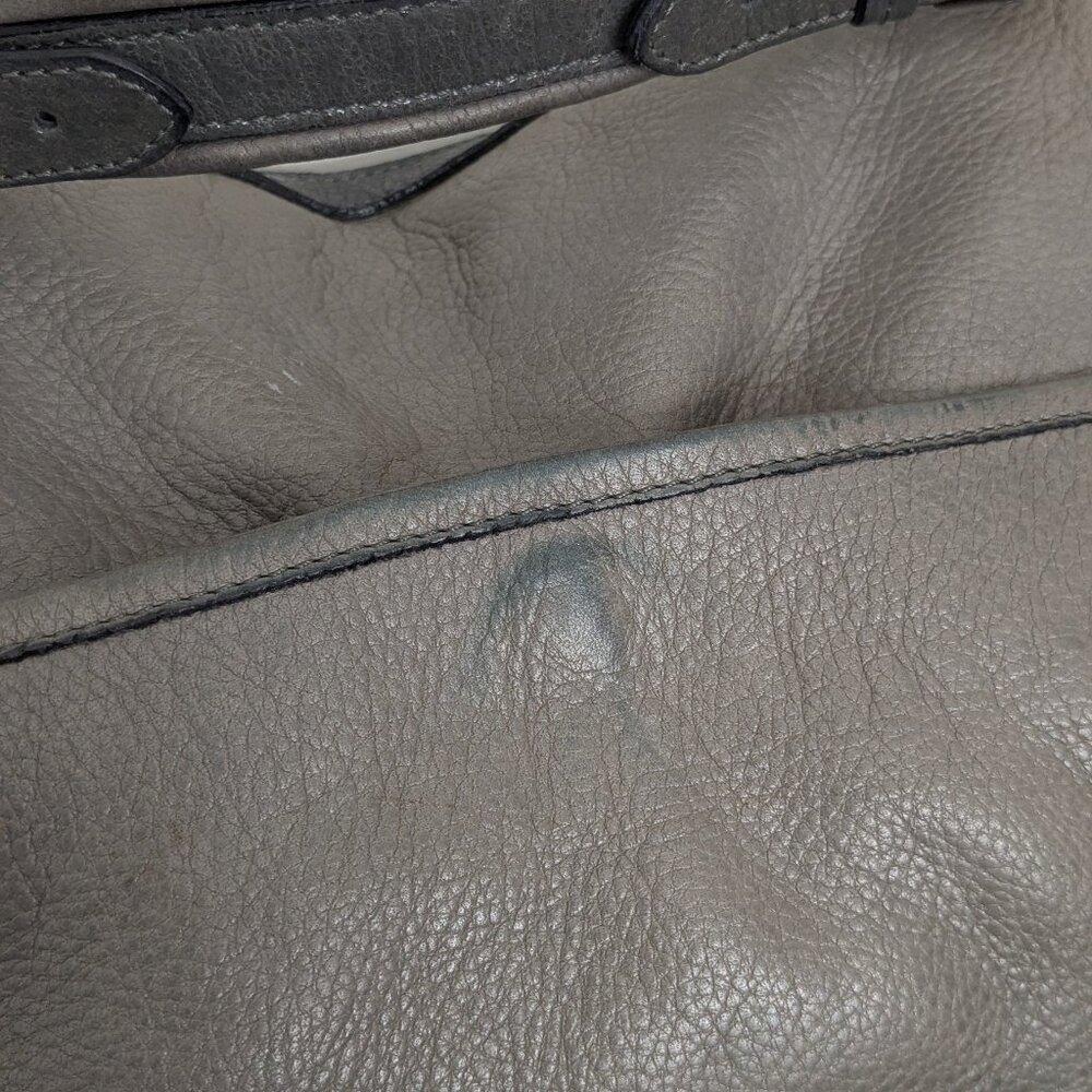 2000s Mulberry Gray Leather Large 2-Way Bag Shoulder Bag Top Handle Bag - Picture 12 of 16